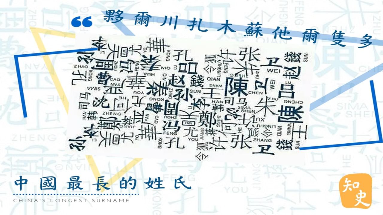 12.10 中國最長姓氏「夥爾川扎木蘇他爾隻多」｜中國之最